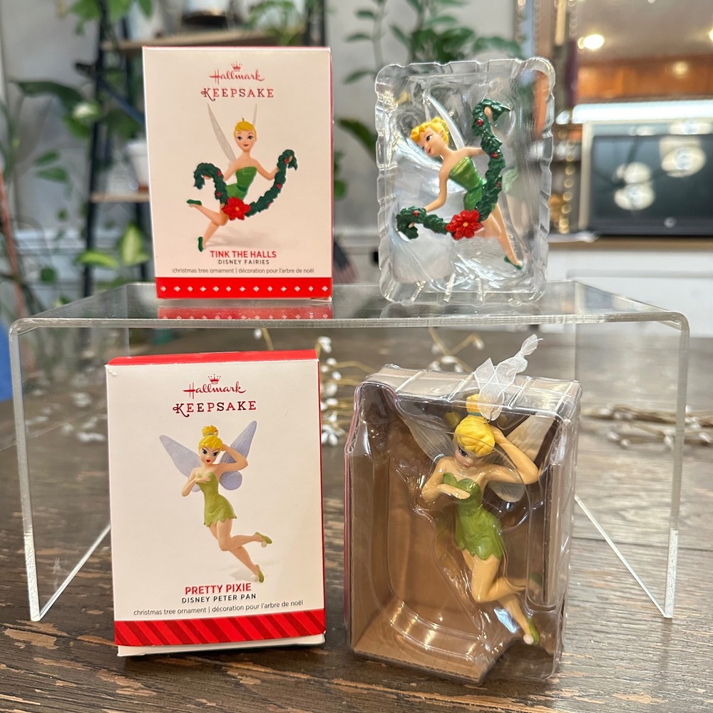 Hallmark Keepsake Disney Tinker Bell ornaments Tink the Halls & Pretty Pixie